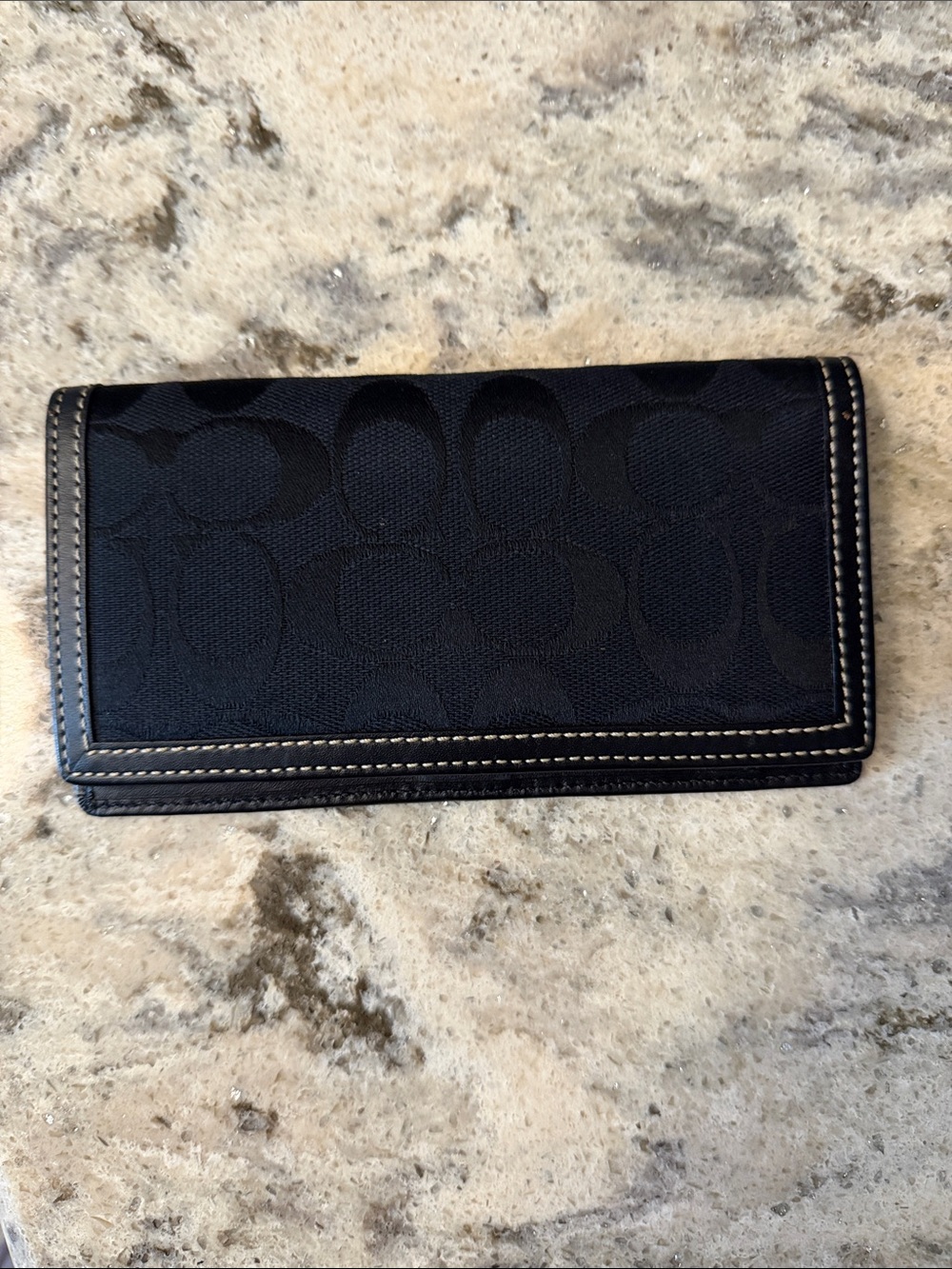 Coach Black Signature Checkbook Holder Wallet